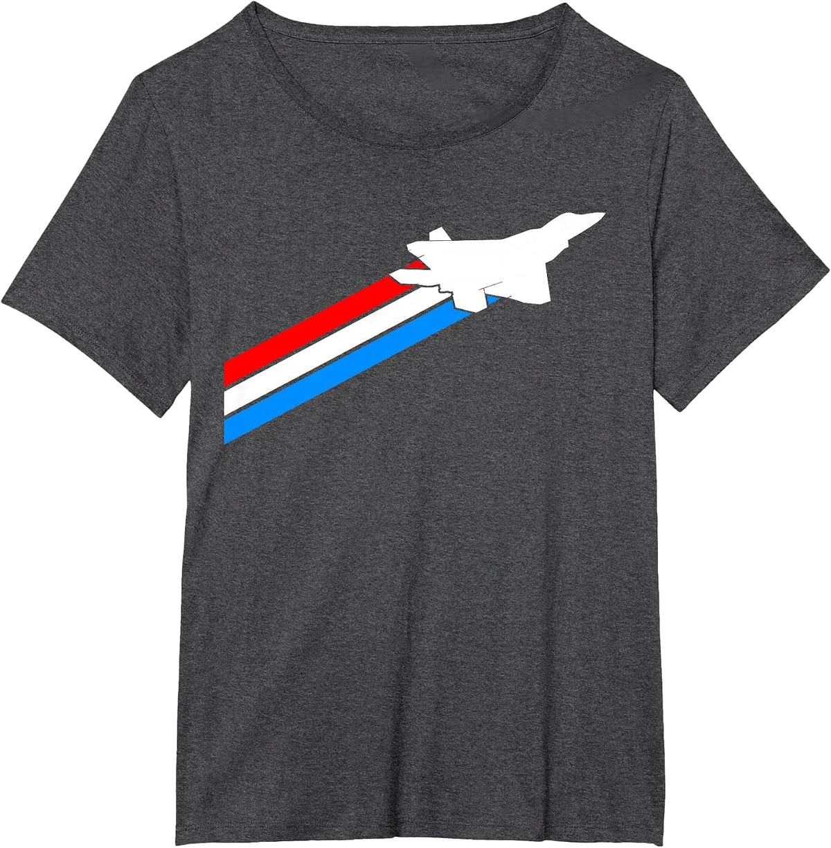F-22 Raptor Fighter Jet Patriotic 4th July American Flag T-Shirt - Dark Heather Grey