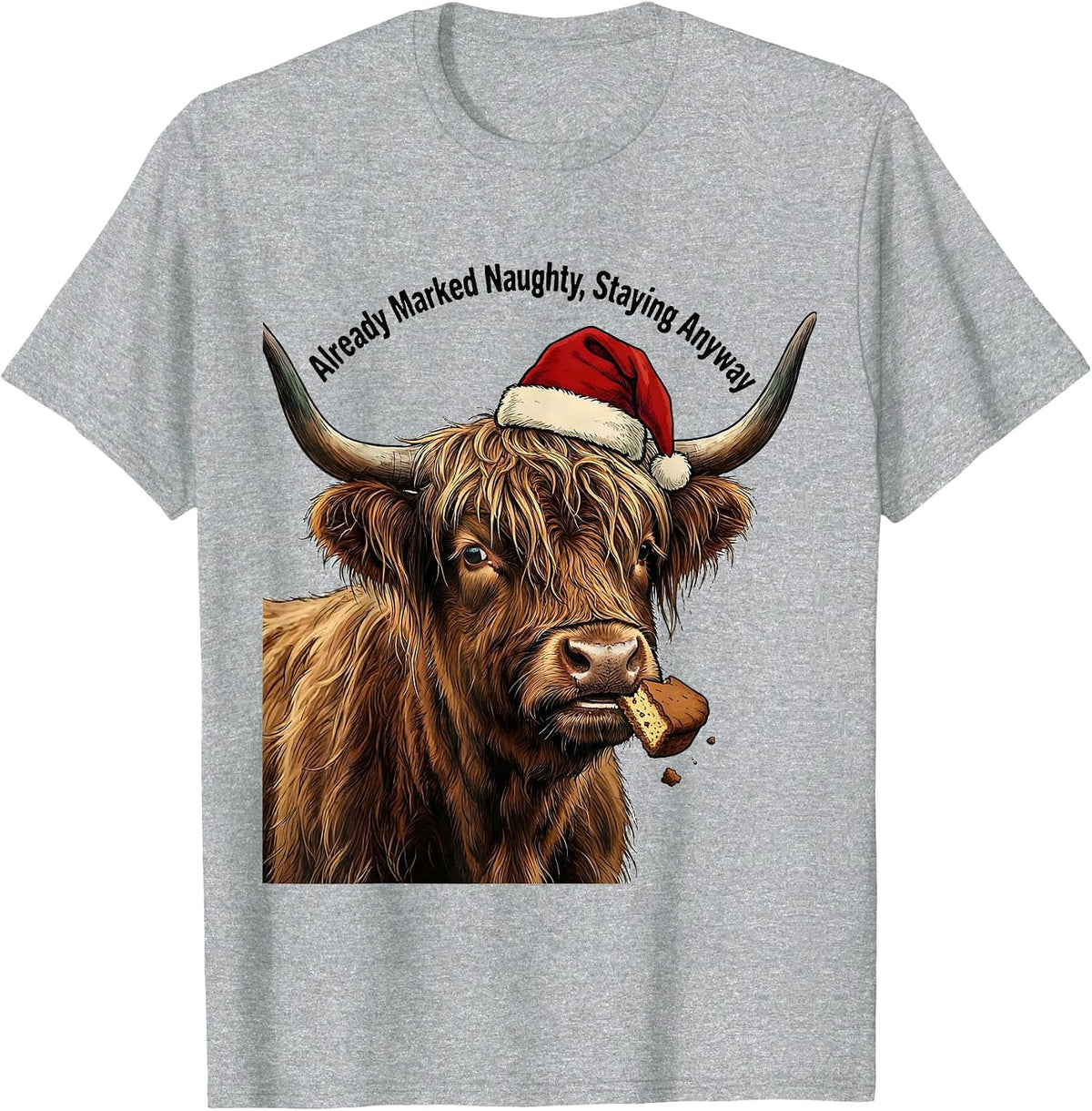 Men's Already Marked Naughty Staying Anyway Funny Highland Cow T-Shirt - Heather Grey
