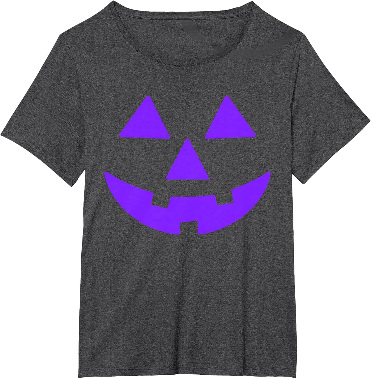 Jack O Lantern Scary Carved Pumpkin Face Halloween Purple T-Shirt - Dark Heather Grey