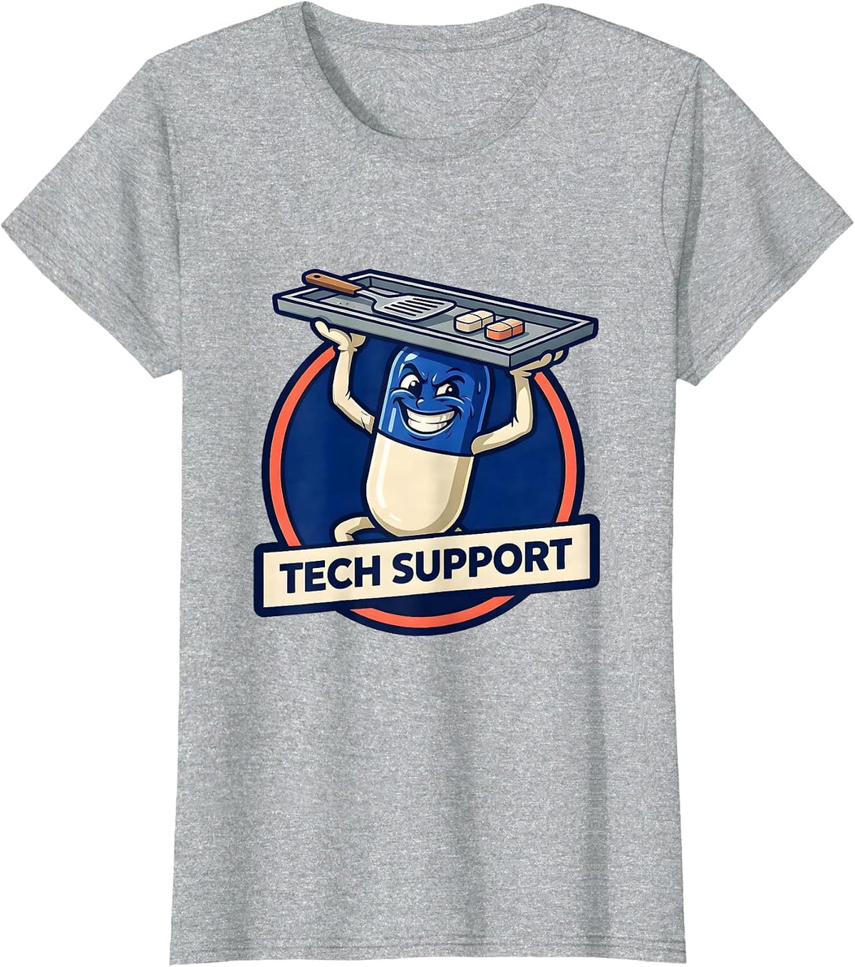 Women's Tech Support Funny Pharmacy Technician Pharmacist Crew T-Shirt - Heather Grey
