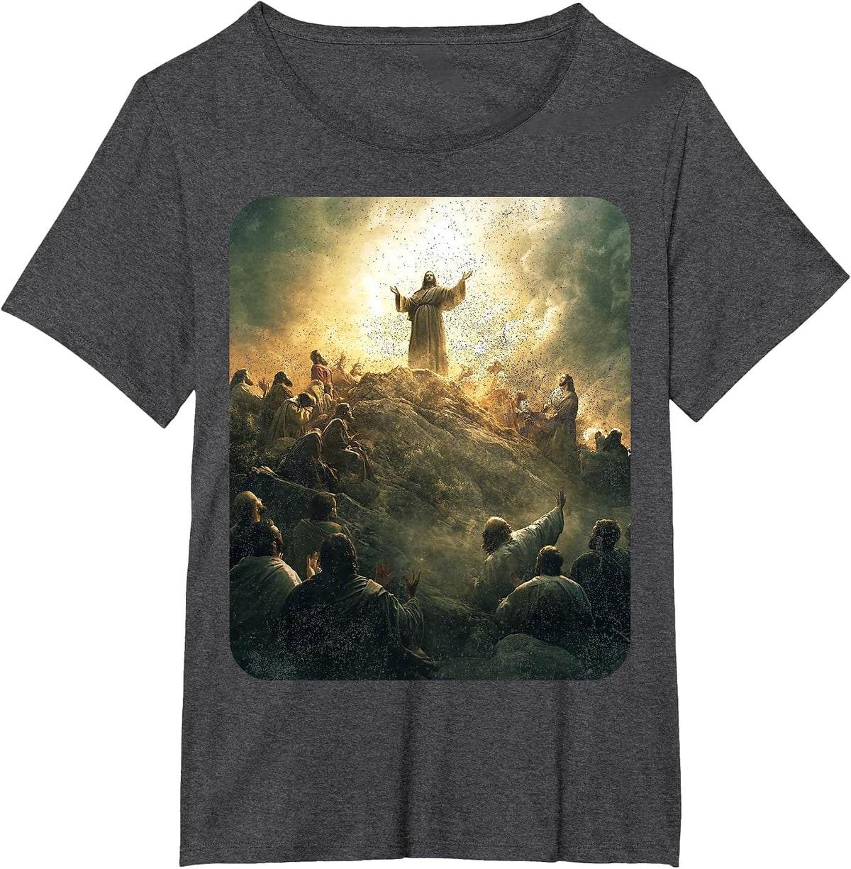 Jesus On T-Shirt - Dark Heather Grey
