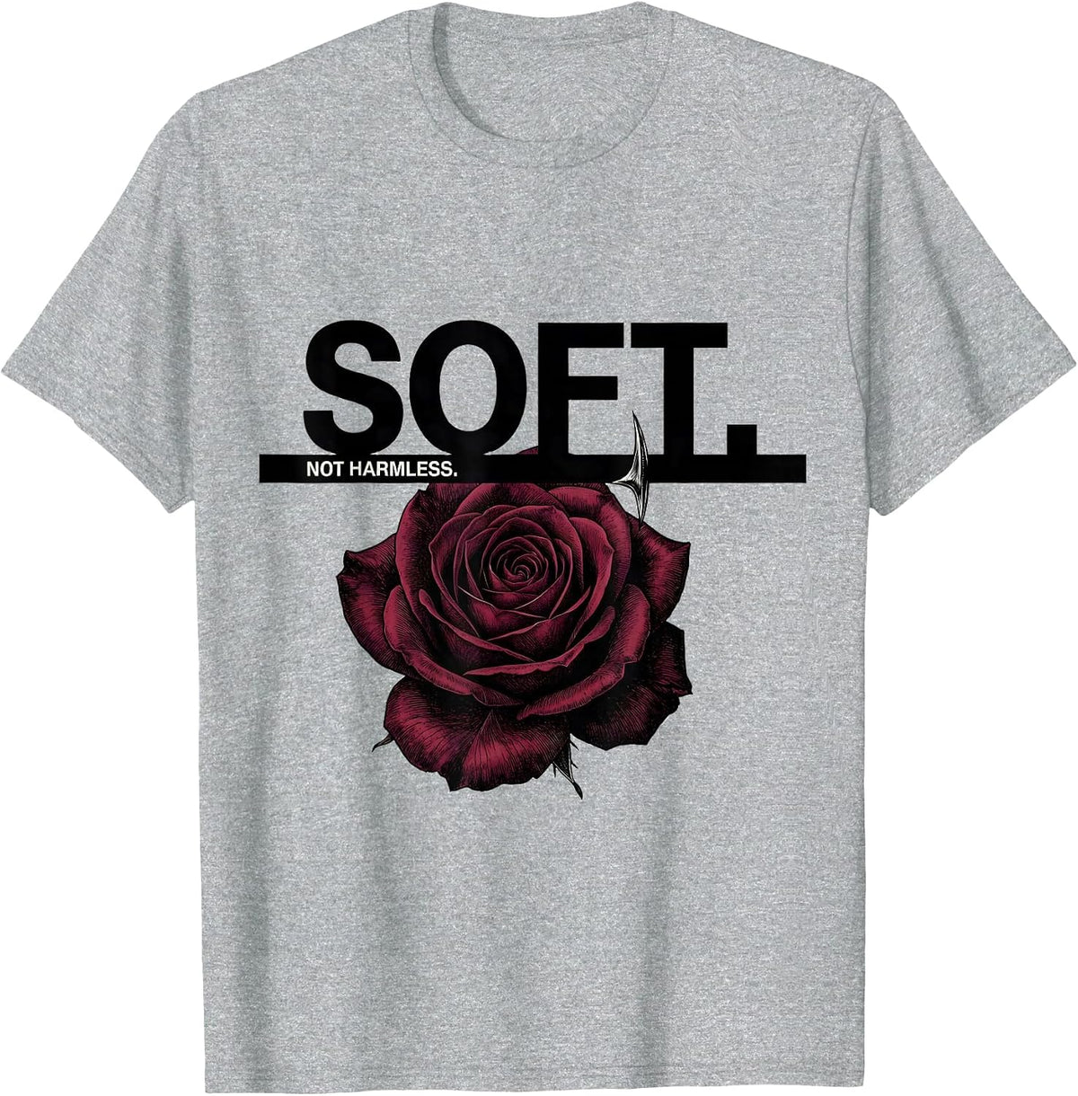 Men's Soft. Not Harmless Gothic Dark Romance Floral Art T-Shirt - Heather Grey
