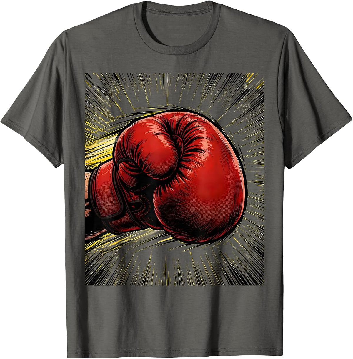 Boxing Punch Graphic with Speed Lines T-Shirt - Asphalt Grey