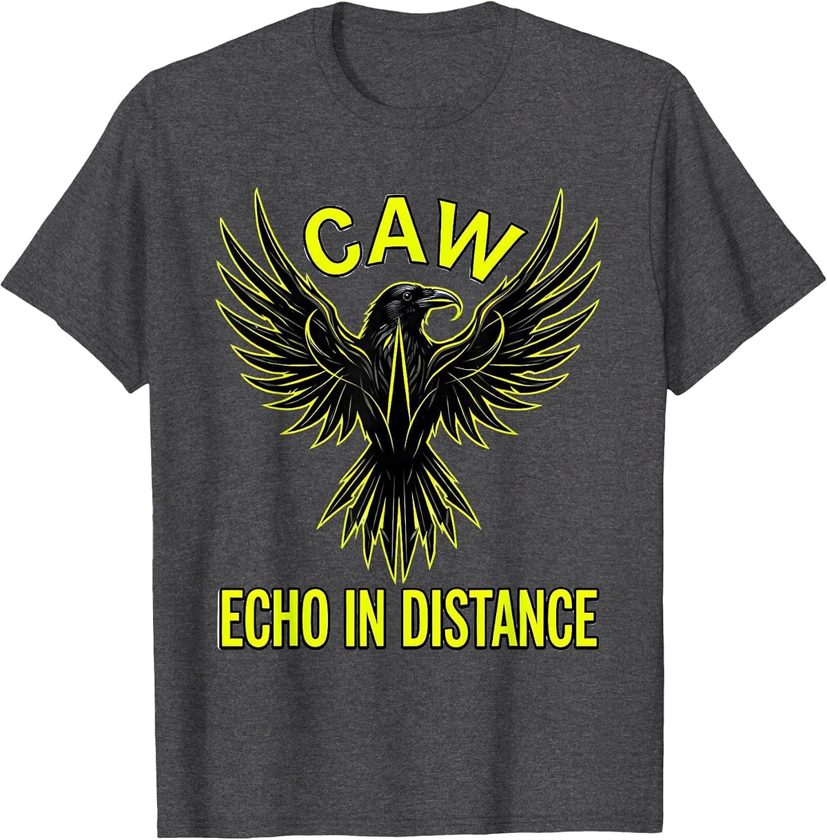 Men's Caw Echo In Distance Crow Nature Design T-Shirt - Dark Heather Grey