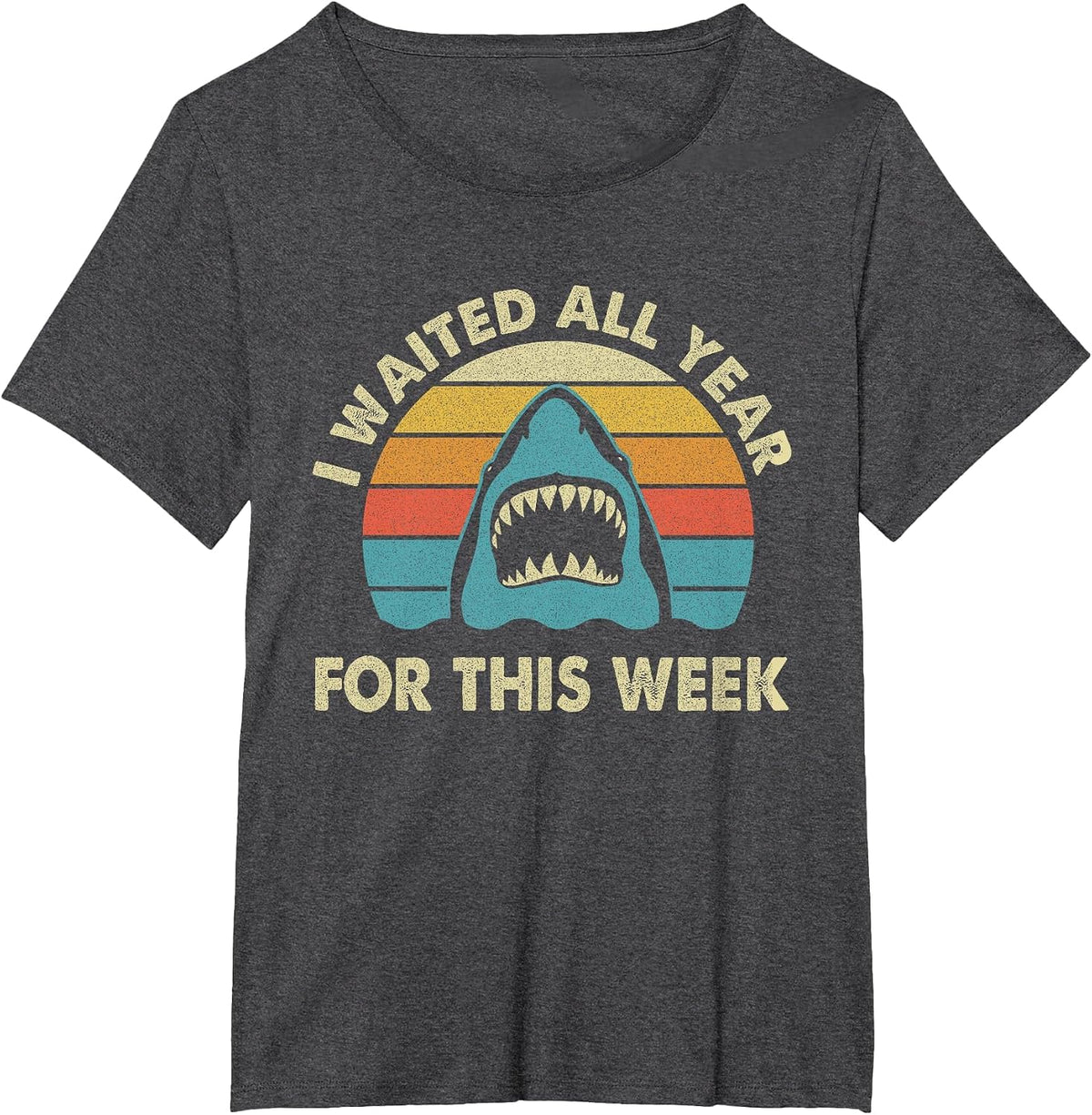 I Waited All Year for This Week - Shark Lover Ocean Wildlife T-Shirt - Dark Heather Grey