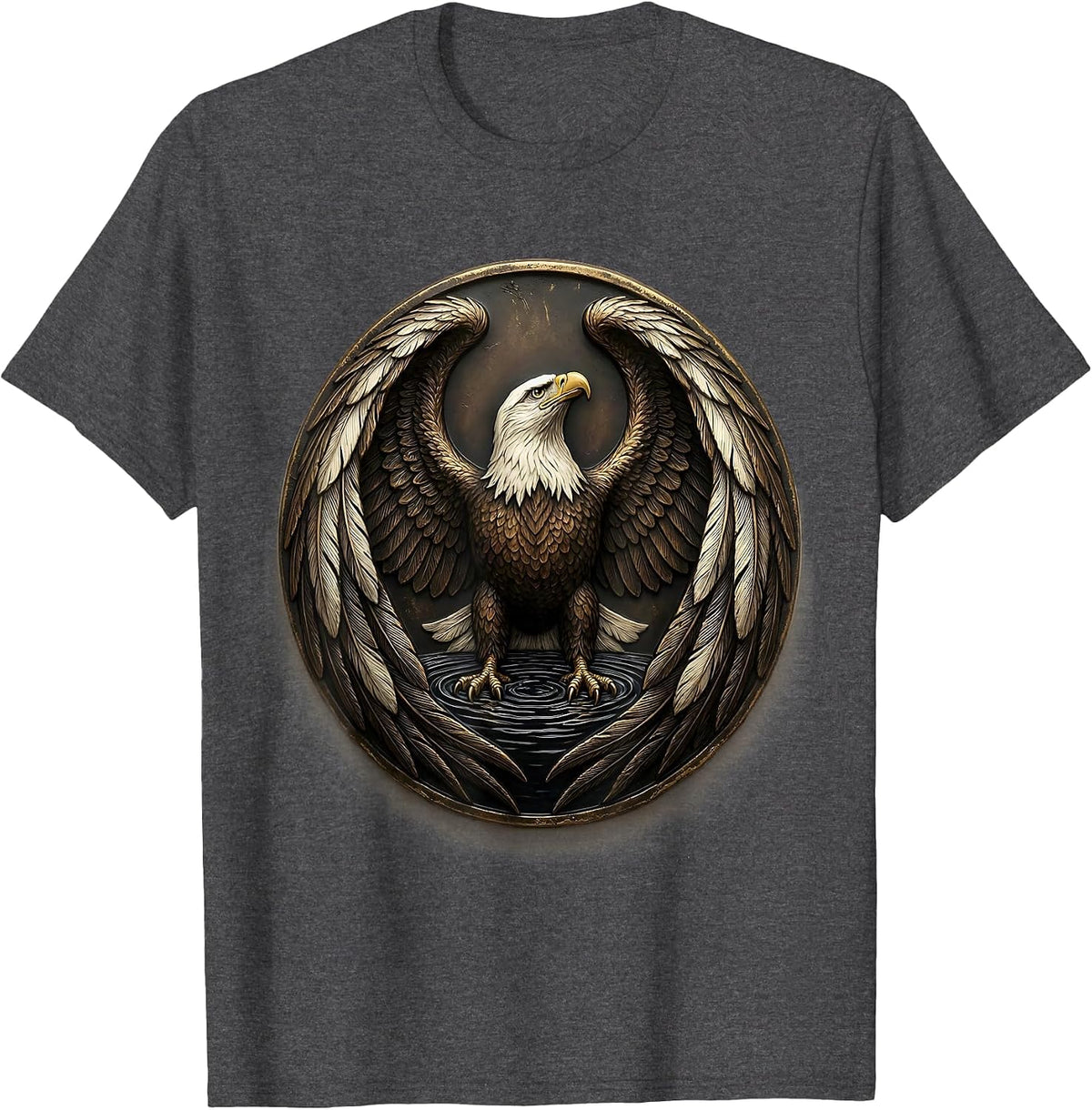 Vintage Bald Eagle Rising Circle Faith Pride T-Shirt - Dark Heather Grey