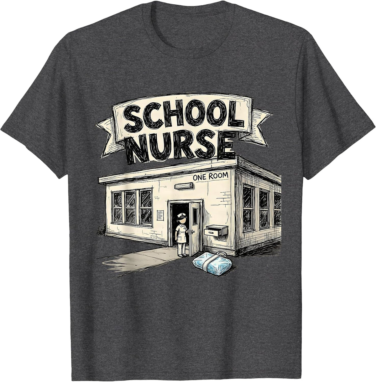 Men's School Nurse - One Room Funny Nurse Humor Appreciation Gift T-Shirt - Dark Heather Grey