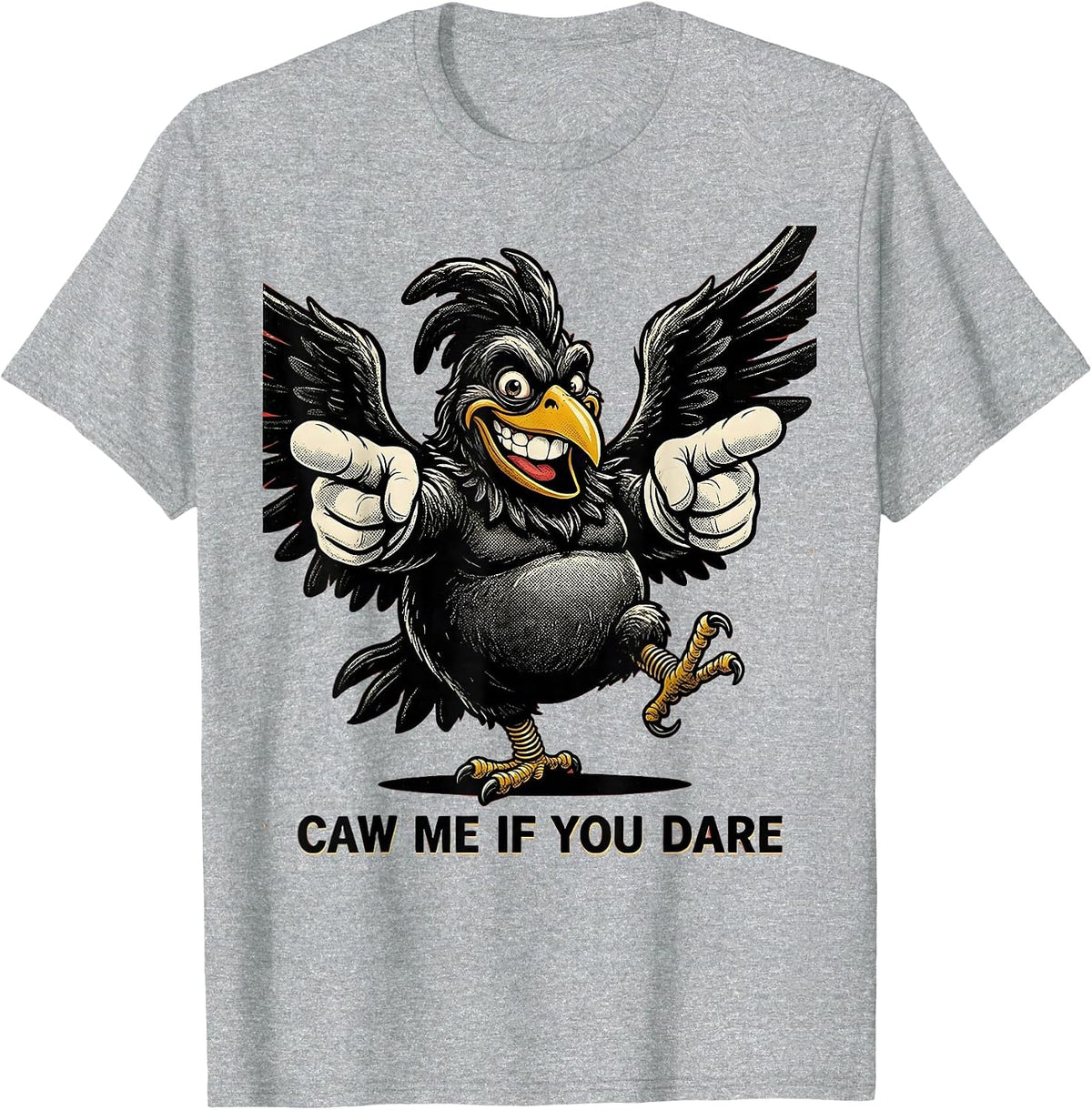 Men's Caw Me If You Dare Bold Crow Graphic Design T-Shirt - Heather Grey