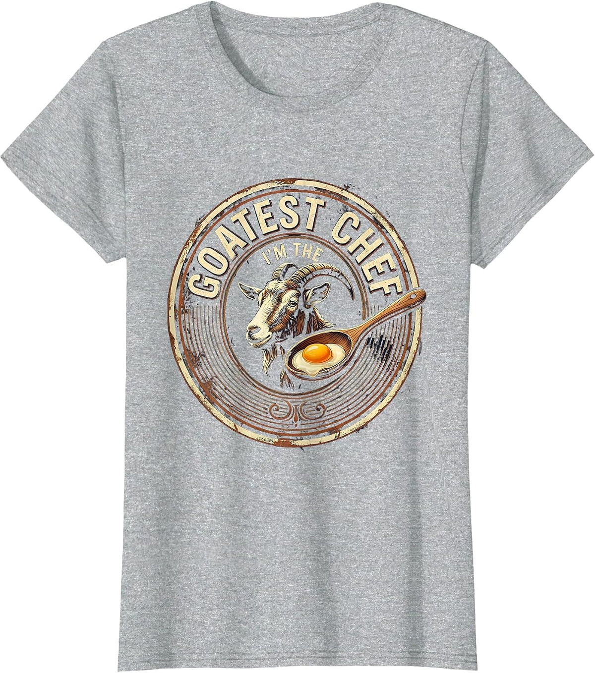 Women's I'm the Goatest Chef Vintage Funny Goat Pun Meme Humor T-Shirt - Heather Grey