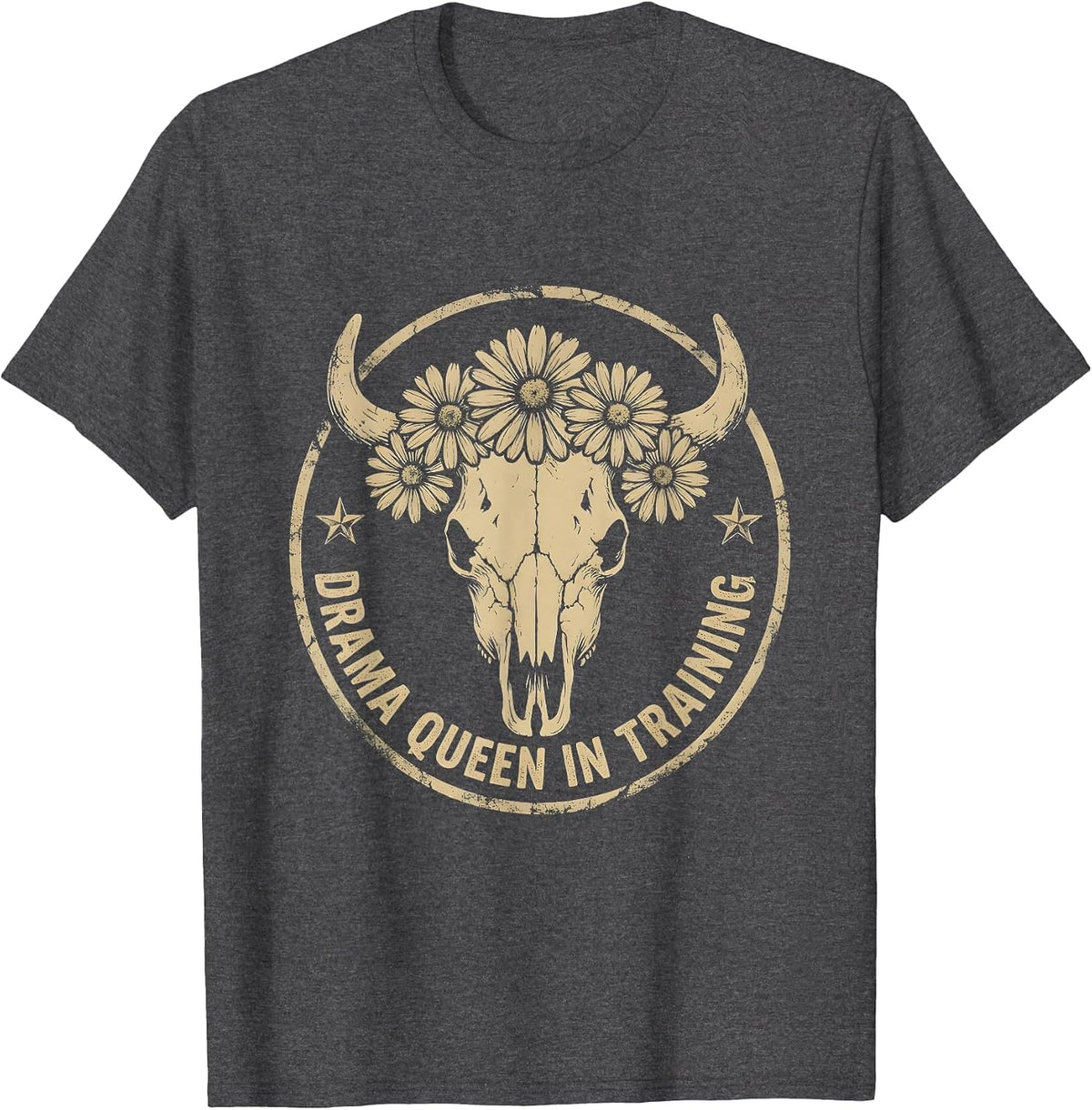 Drama Queen In Training Preschool Girl Design T-Shirt - Dark Heather Grey