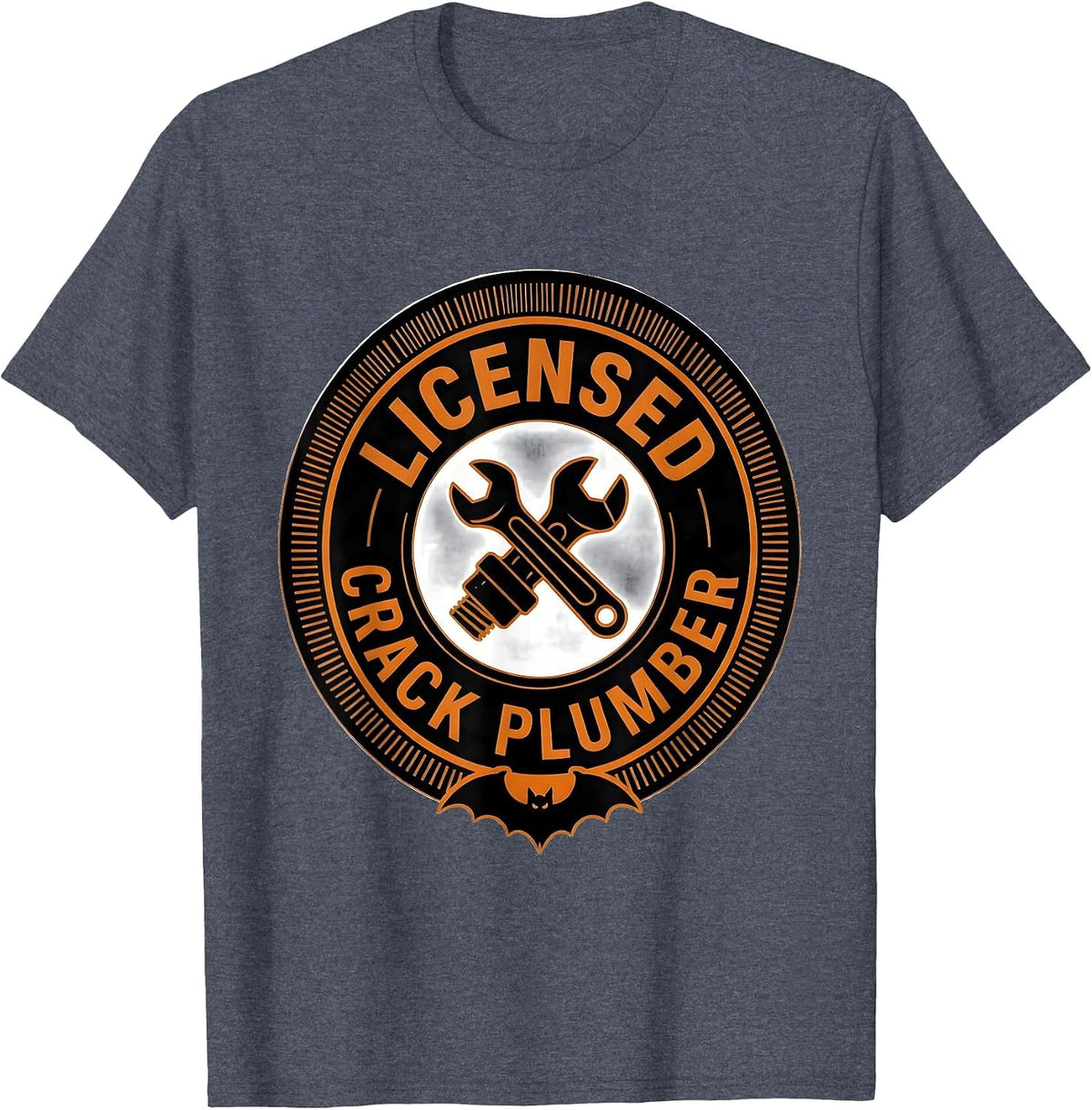 Licensed Crack Plumber Funny Occupation Halloween Costume T-Shirt - Heather Blue