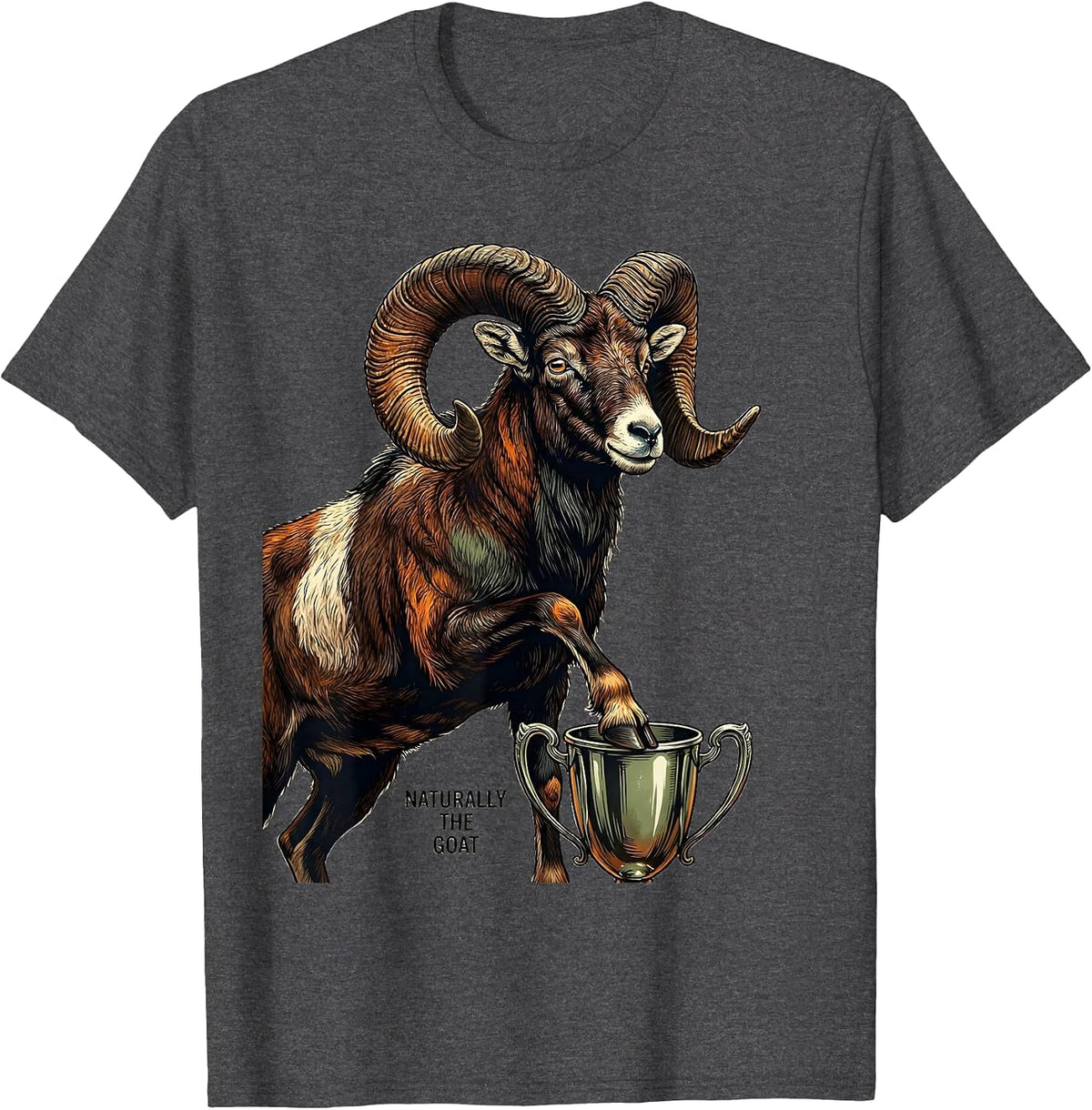 Men's Naturally The GOAT Funny Farm Animal Humor Novelty T-Shirt - Dark Heather Grey
