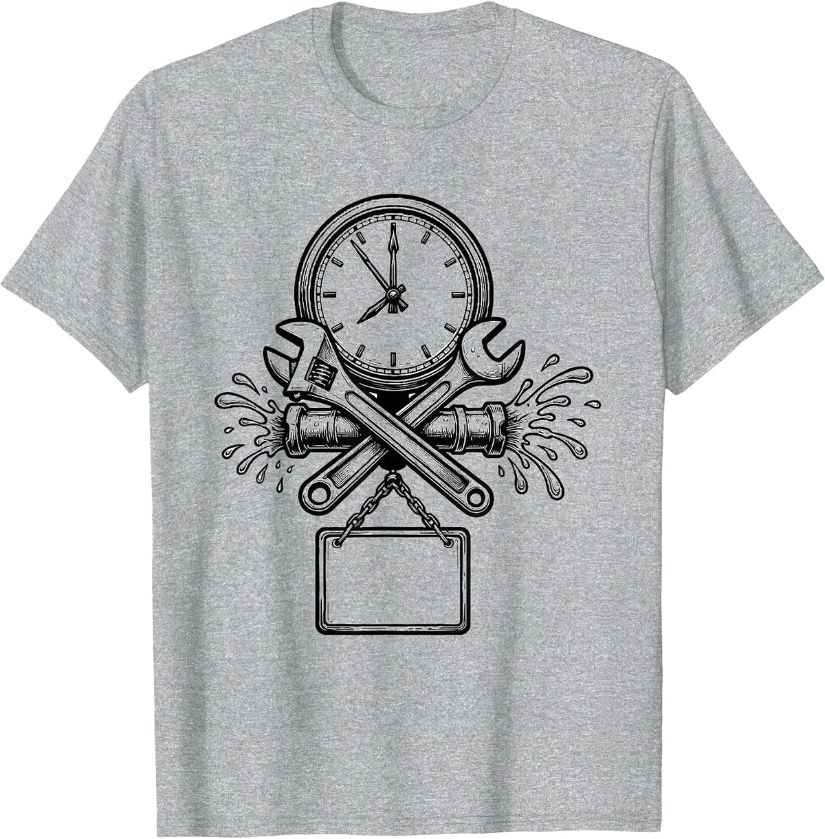 Men's Late Night Plumber Shop Clock Funny Pipefitter Humor T-Shirt - Heather Grey