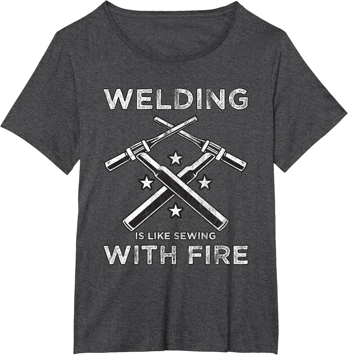 Welding is Like Sewing with fire T-Shirt - Dark Heather Grey