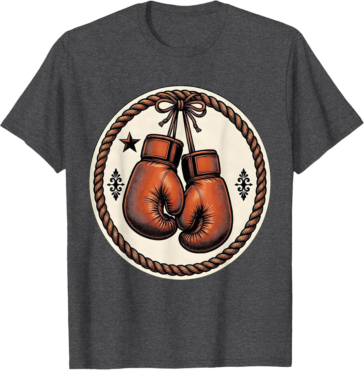 Men's Retro Vintage Boxing Gloves Hanging on Rope T-Shirt - Dark Heather Grey