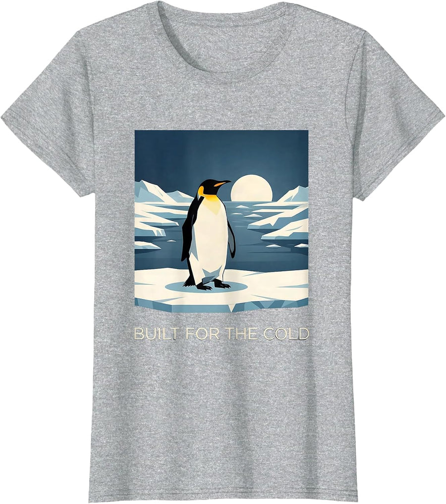 Built for the Cold Penguin Graphic Design T-Shirt - Heather Grey