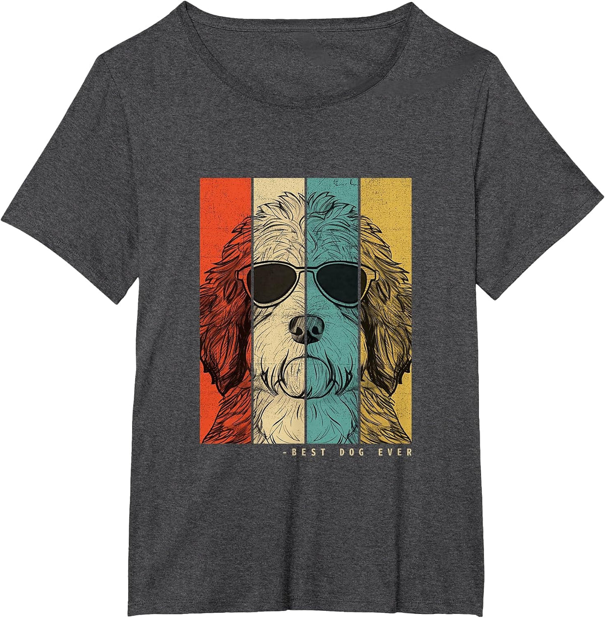 Vintage Saint Berdoodle Dog Mother Dad Children Men Women T-Shirt - Dark Heather Grey