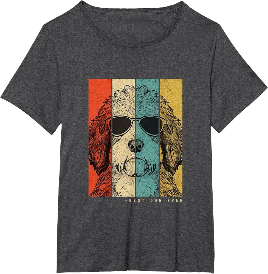 Vintage Saint Berdoodle Dog Mother Dad Children Men Women T-Shirt - Dark Heather Grey
