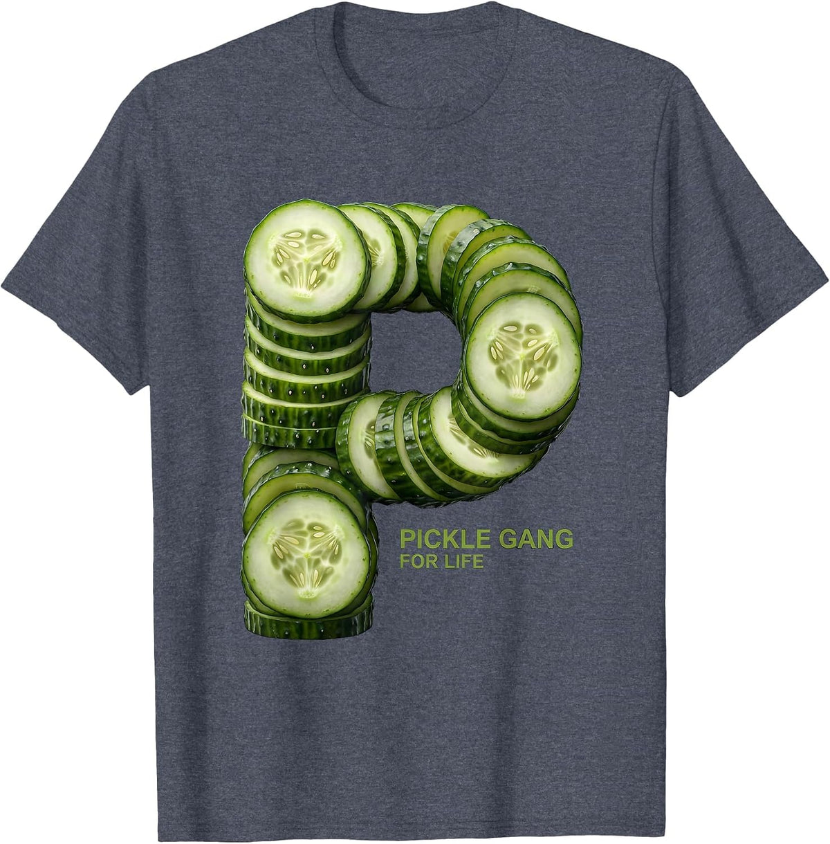 Pickle Gang For Life Funny Pickle Lover Design T-Shirt - Heather Blue