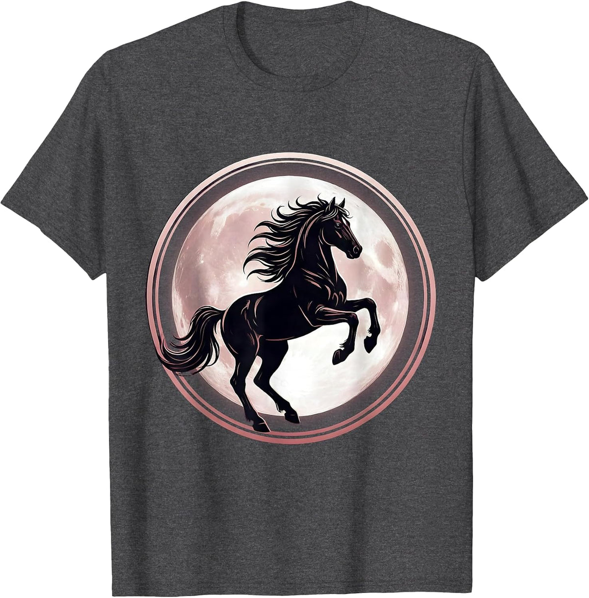 Men's Rearing Horse Silhouette Full Moon Graphic T-Shirt - Dark Heather Grey