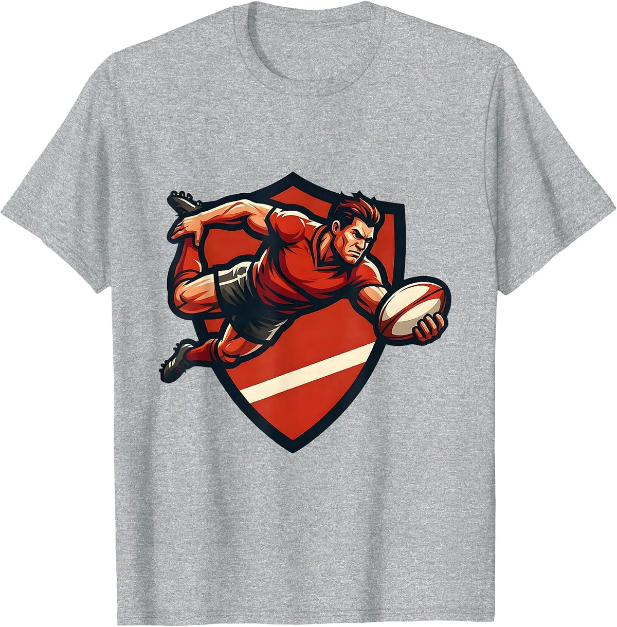 Men's Rugby Try Line Dive Graphic Design T-Shirt - Heather Grey