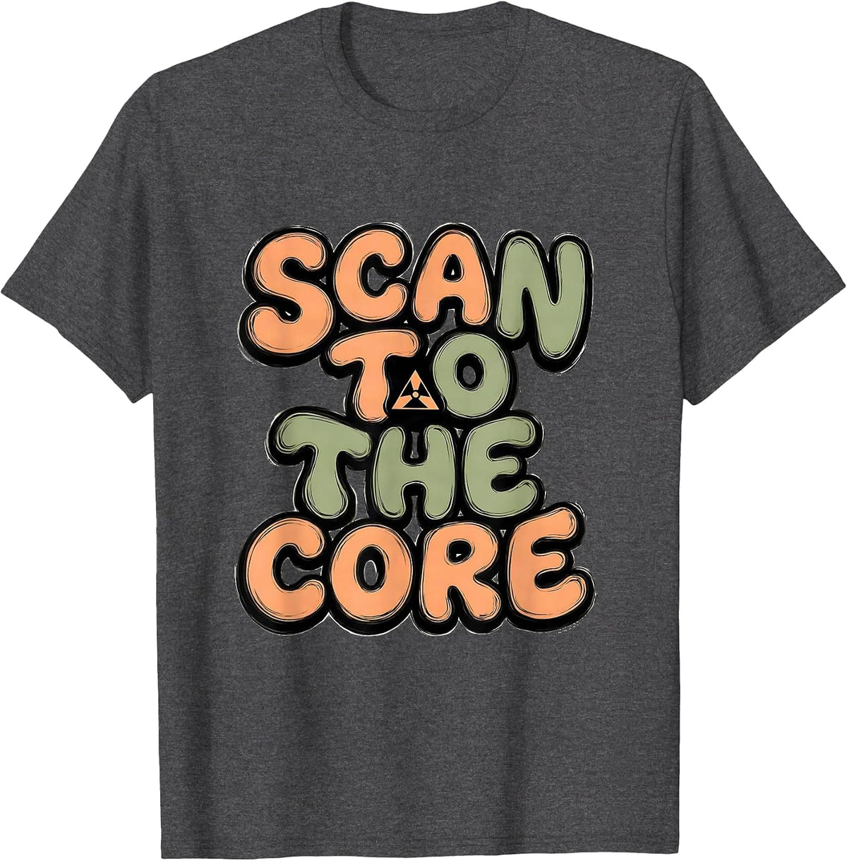 Scan To The Core Retro Radiology Rad Tech X-Ray Tech T-Shirt - Dark Heather Grey