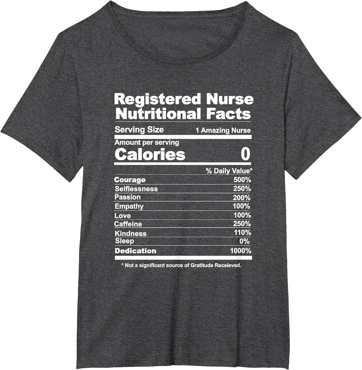 Registered Nurse Nutritional Facts T-Shirt - Dark Heather Grey