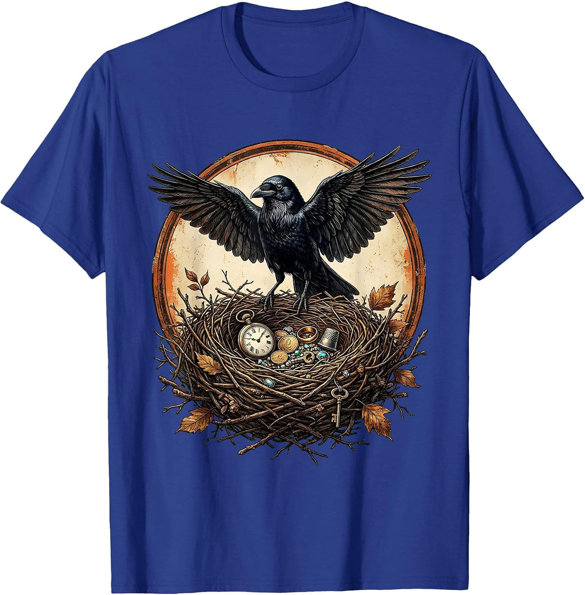 Crow Nest Shiny Treasures Collection Illustration T-Shirt - Royal Blue