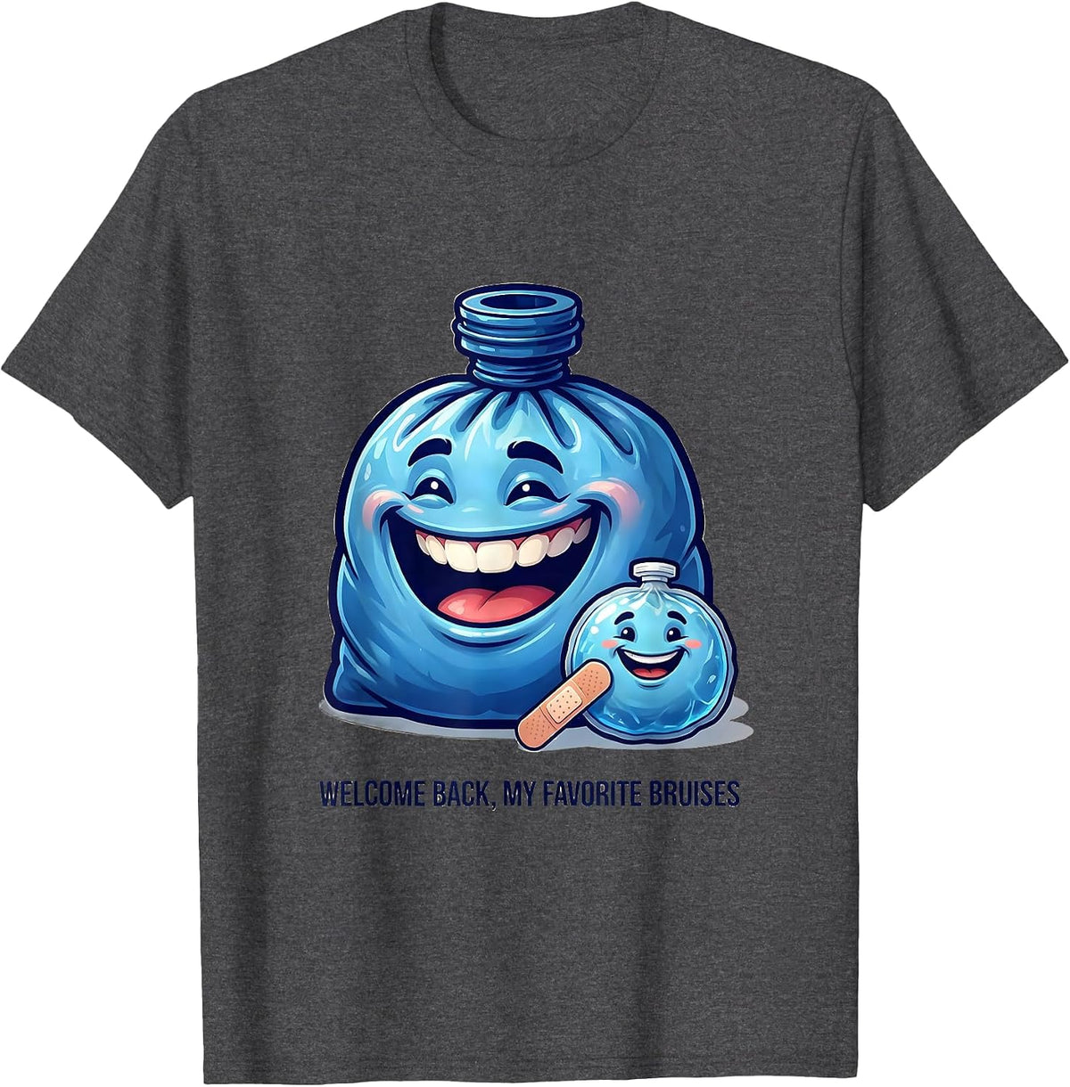 Men's Welcome Back My Favorite Bruises Funny School Nurse Ice Pack T-Shirt - Dark Heather Grey