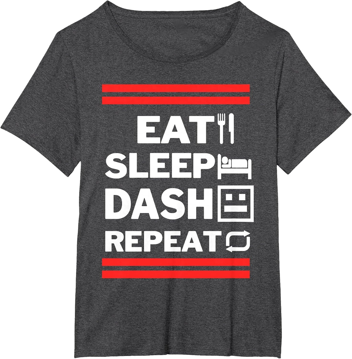 Eat Sleep Dash Repeat Video Game T-Shirt - Dark Heather Grey