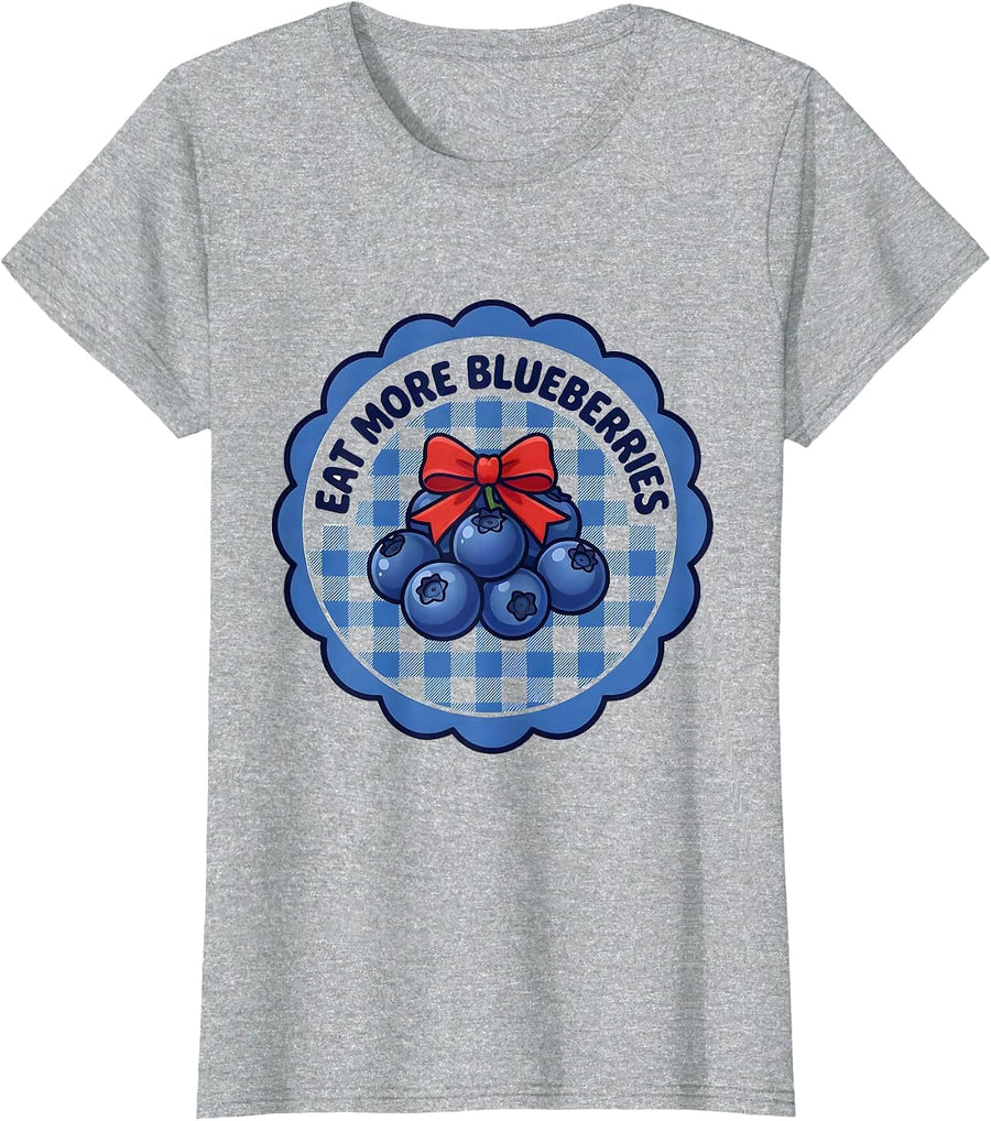 Red White and Blueberries Patriotic Fruit Design T-Shirt - Heather Grey