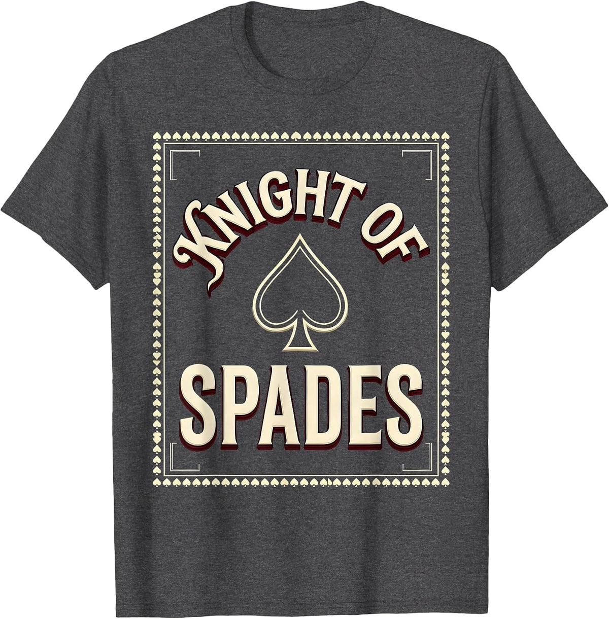 Men's Knight Of Spades Sign Painter Showcard Poker Player T-Shirt - Dark Heather Grey