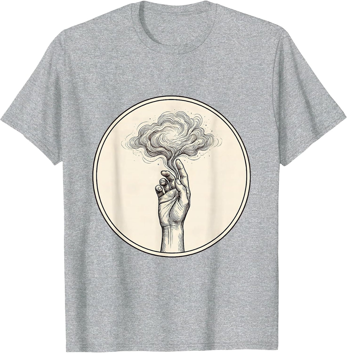 Men's Hand Reaching Toward Nebula Space Galaxy Art T-Shirt - Heather Grey