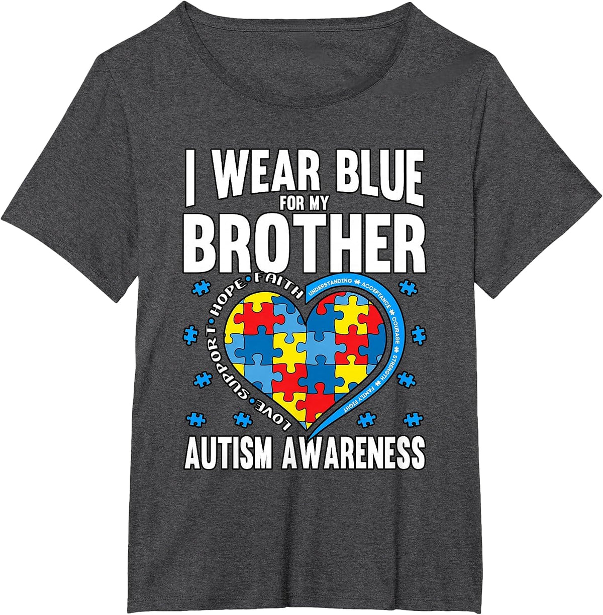 Autism Awareness Brother T-Shirt - Dark Heather Grey