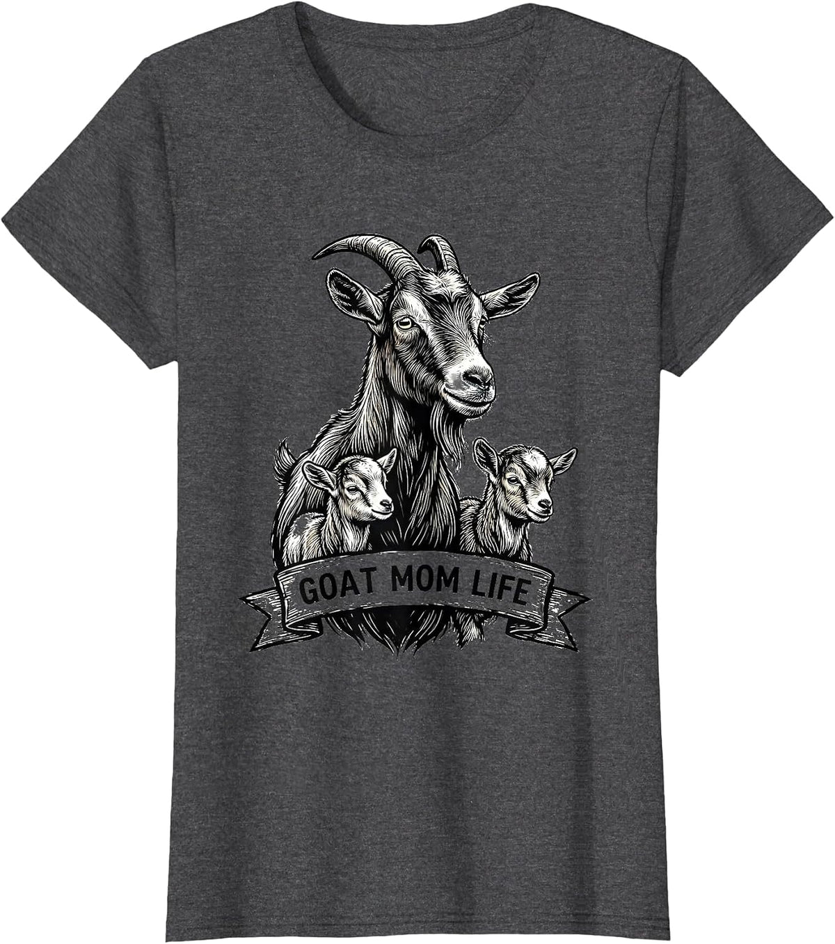 Women's Goat Mom Life Proud Goat Lover Design T-Shirt - Dark Heather Grey