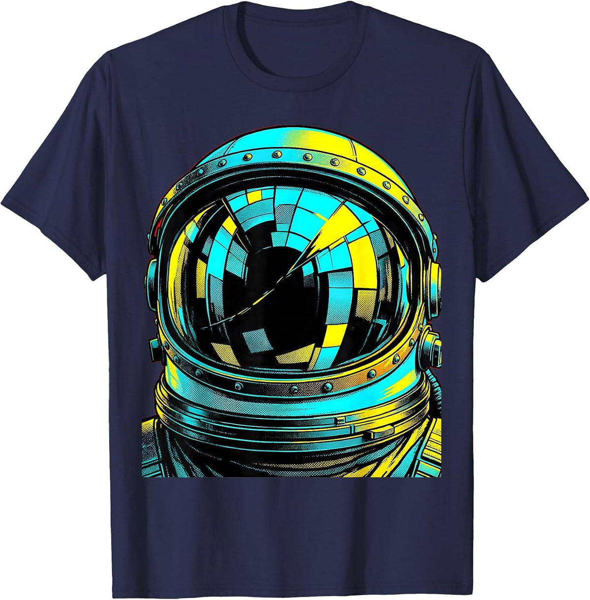 Men's Astronaut Helmet Visor Reflecting 6 7 T-Shirt - Navy Blue
