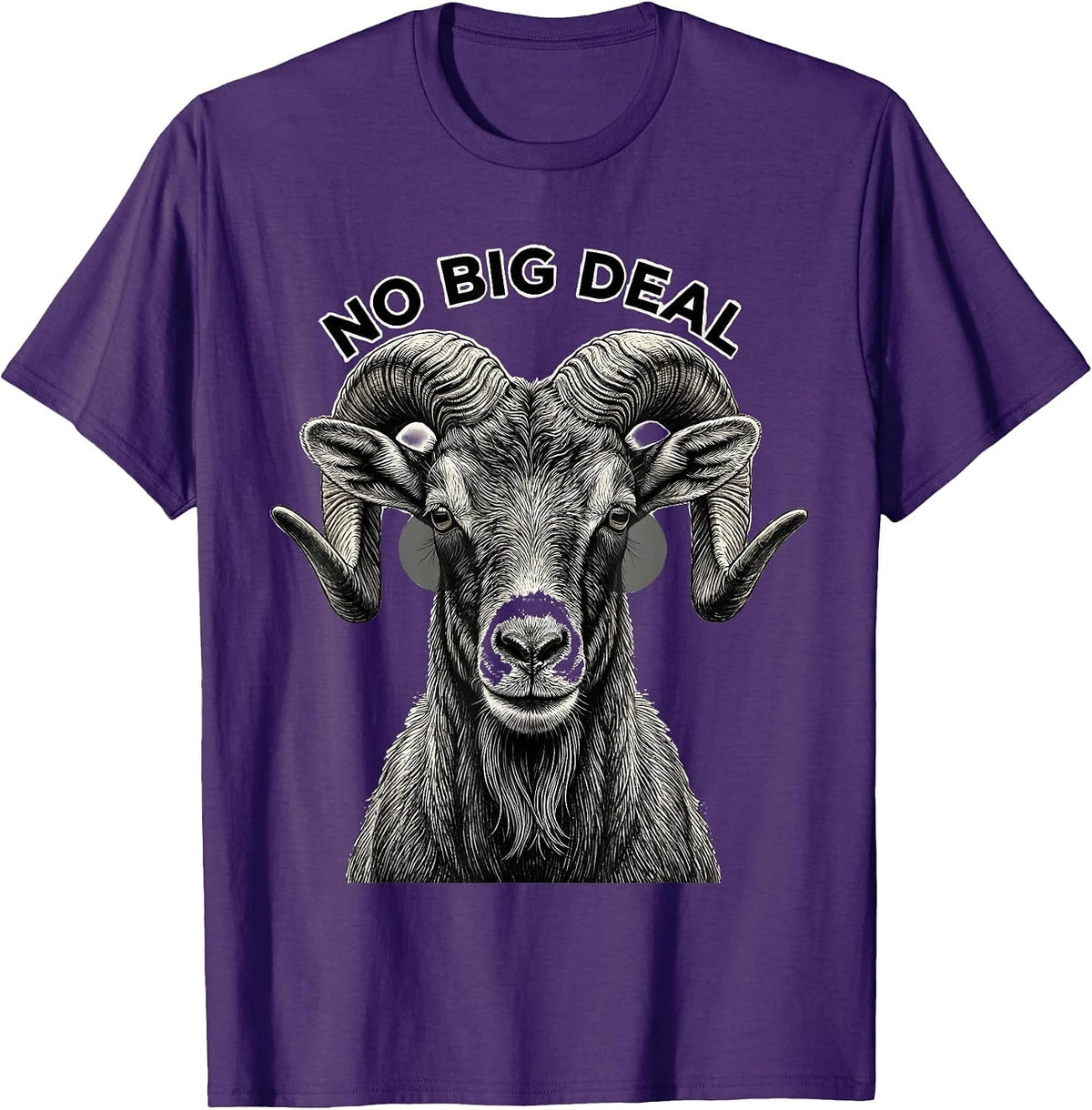 Men's No Big Deal Monochromatic Goat Sunglasses Novelty Graphic T-Shirt - Purple