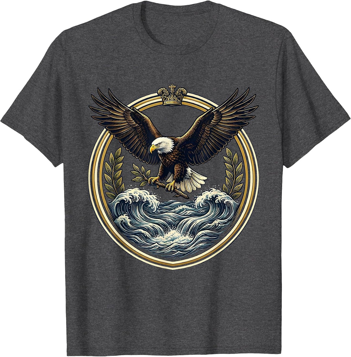 Bald Eagle Chattahoochee River Georgia Design T-Shirt - Dark Heather Grey
