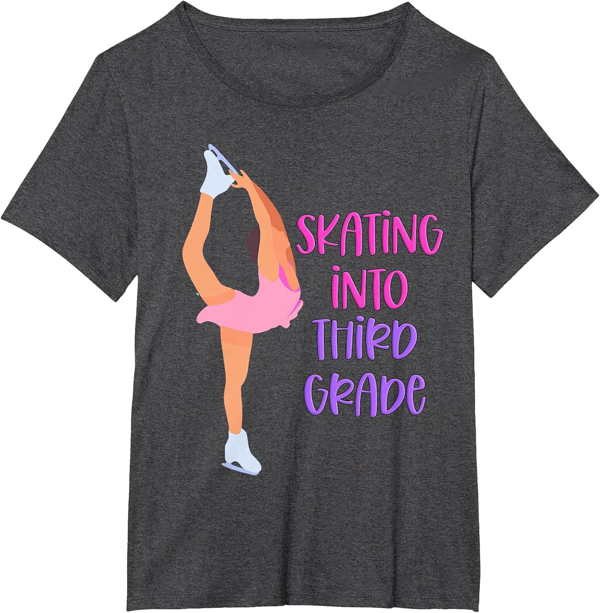 Third Grade Shirt Ice Skating Girls 1st Day School 3rd Grade T-Shirt - Dark Heather Grey