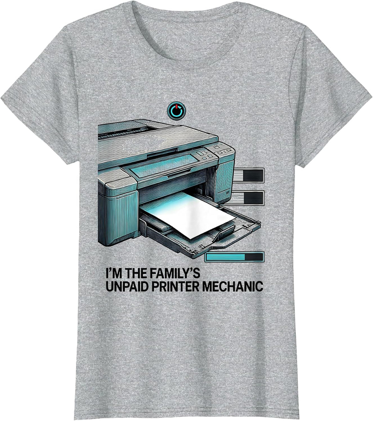 I'm The Family's Unpaid Printer Mechanic Funny Tech Support T-Shirt - Heather Grey