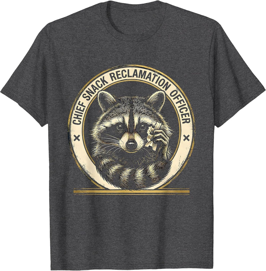 Men's Chief Snack Reclamation Officer Funny Raccoon Trash Panda T-Shirt - Dark Heather Grey