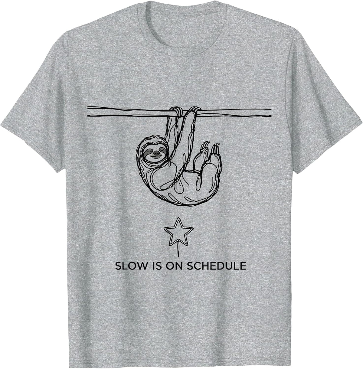 Men's Slow Is On Schedule Funny Sloth Lover Christmas Ugly Sweater T-Shirt - Heather Grey