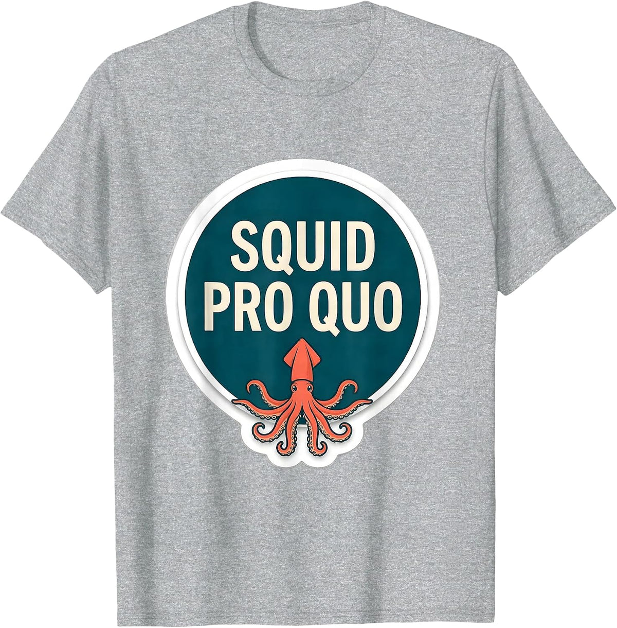 Men's Squid Pro Quo Bold Sticker Octopus Kraken Sea Monster Humor T-Shirt - Heather Grey
