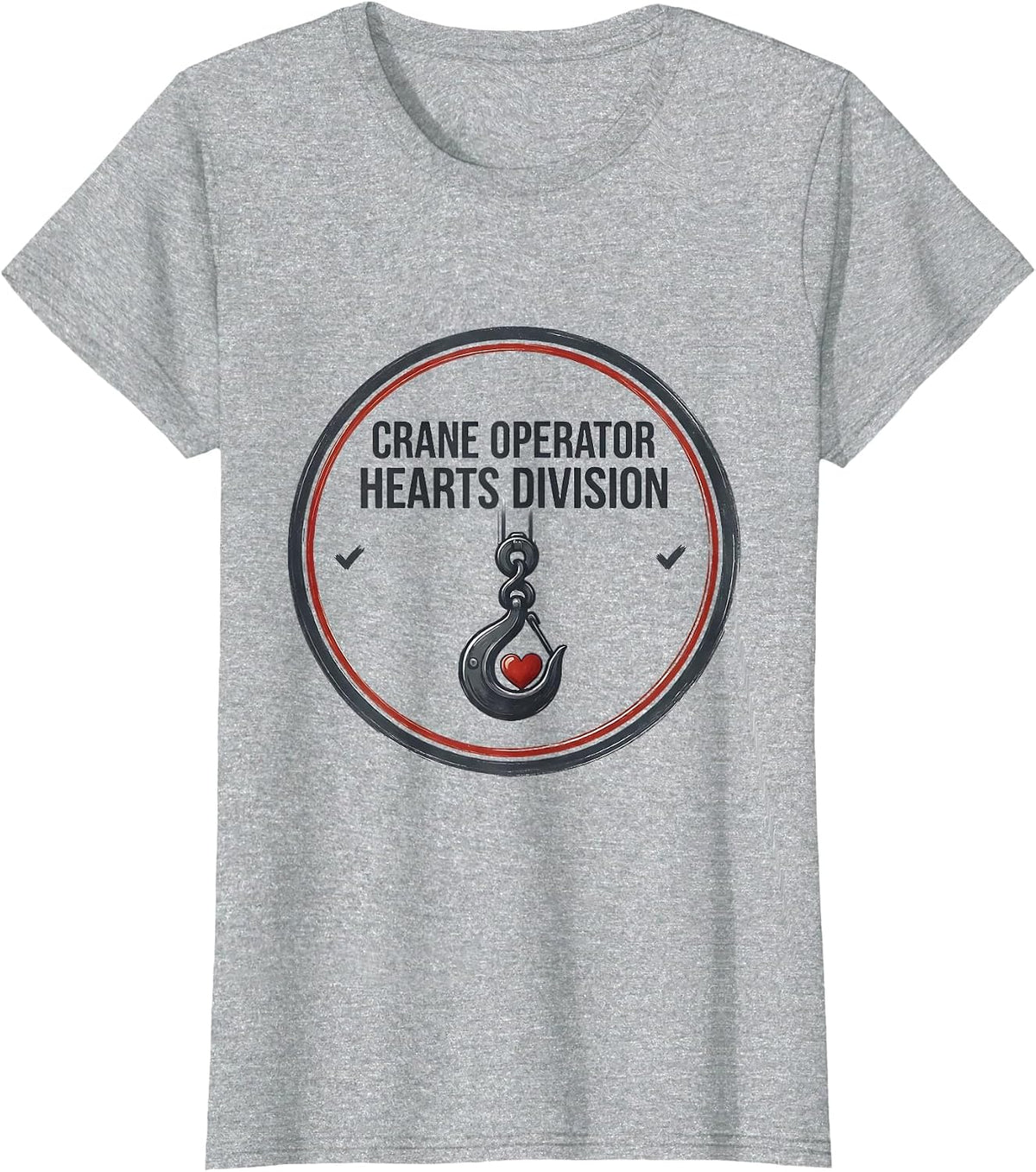 Women's Crane Operator Hearts Division Funny Valentines Day Boys T-Shirt - Heather Grey