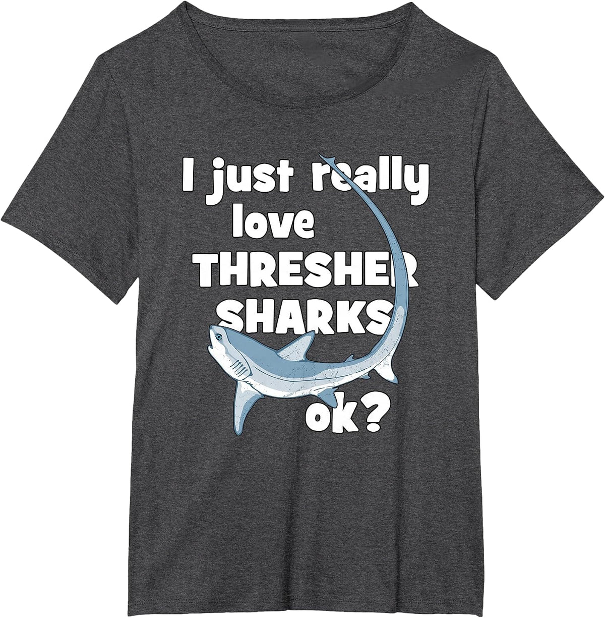 Cute Thresher Shark T-Shirt - Dark Heather Grey