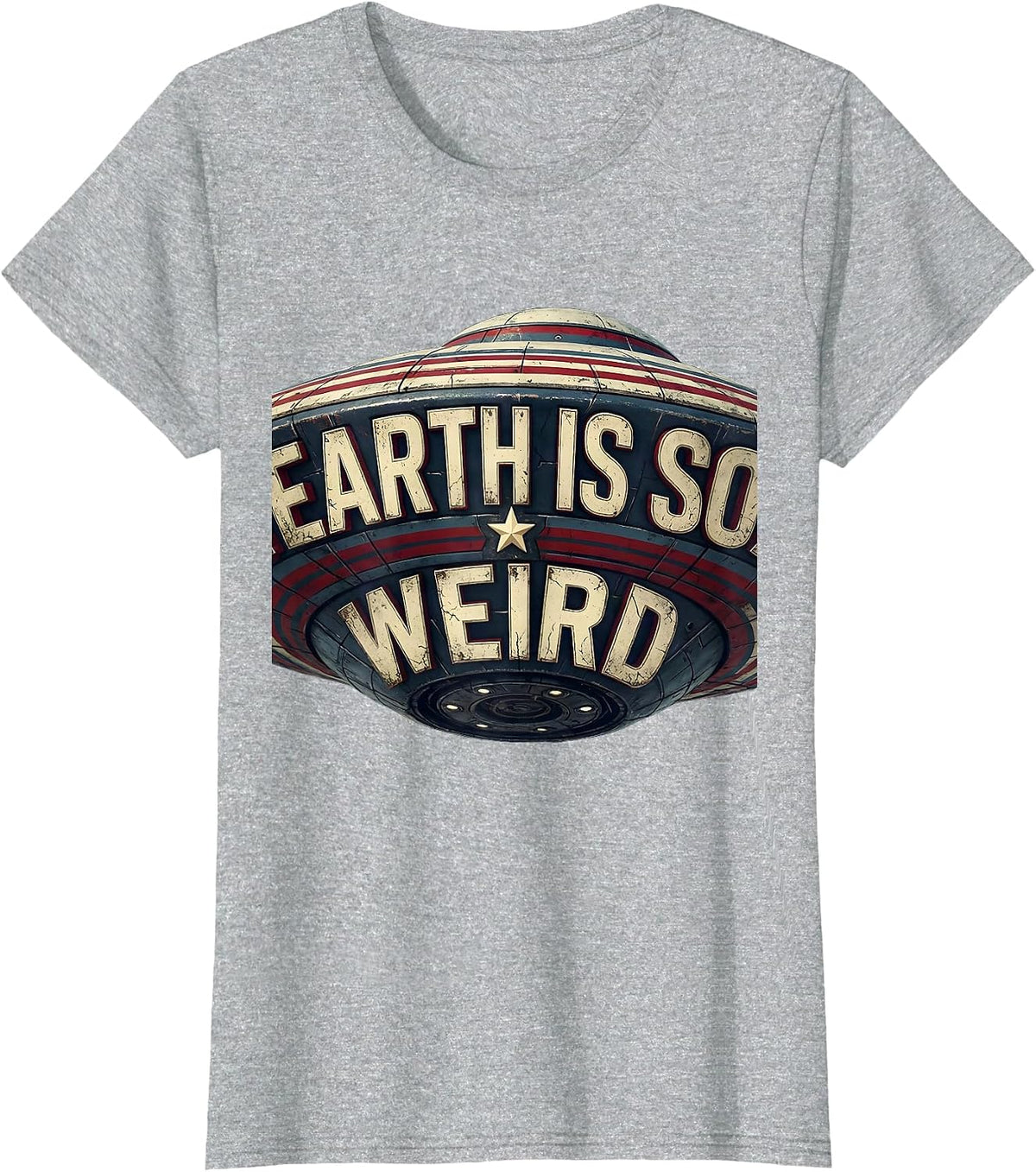 Earth Is So Weird Alien Graphic Design T-Shirt - Heather Grey