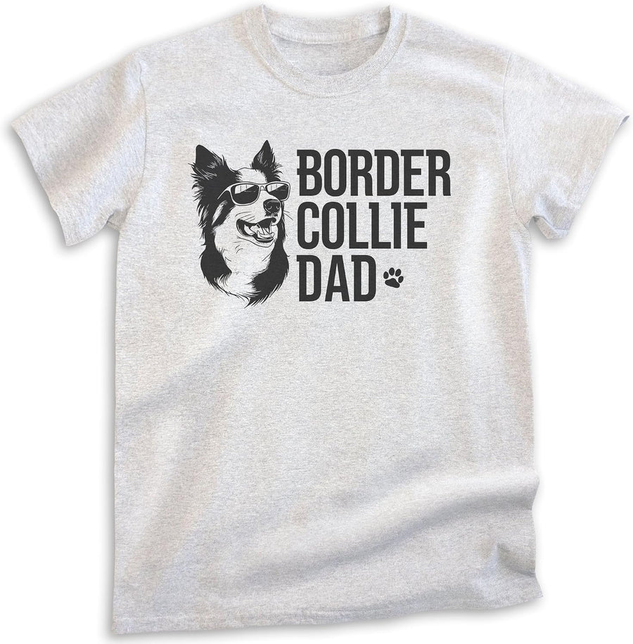 EVERTREE CLOTHING Border Collie Dad T-Shirt, Unisex Men's Shirt, Border Collie Owner, Cute Dog Dad Gift - Heather Ash