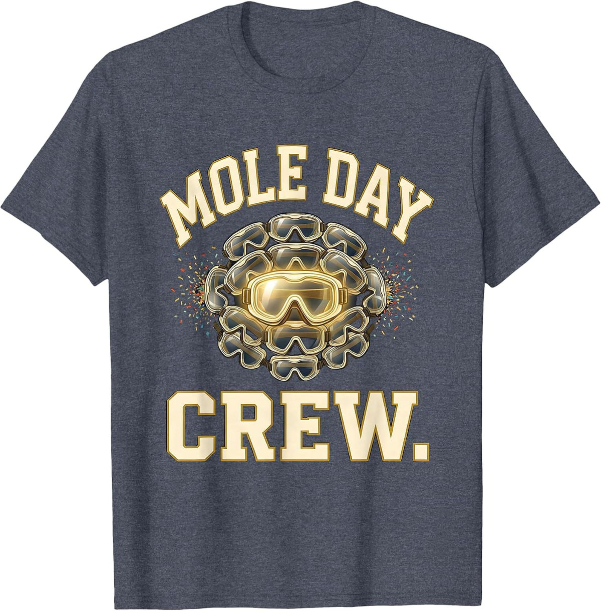 Mole Day Crew Chemistry Student Science Humor T-Shirt - Heather Blue