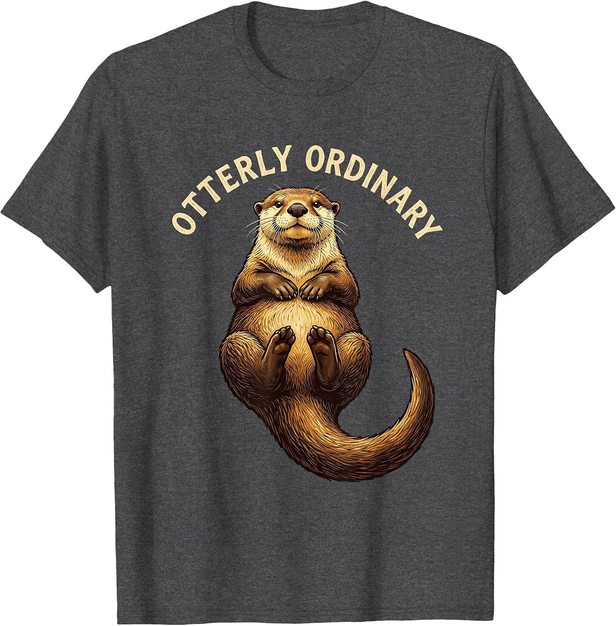 Men's Otterly Ordinary Funny Otter Lover Gift For Kids Teens T-Shirt - Dark Heather Grey