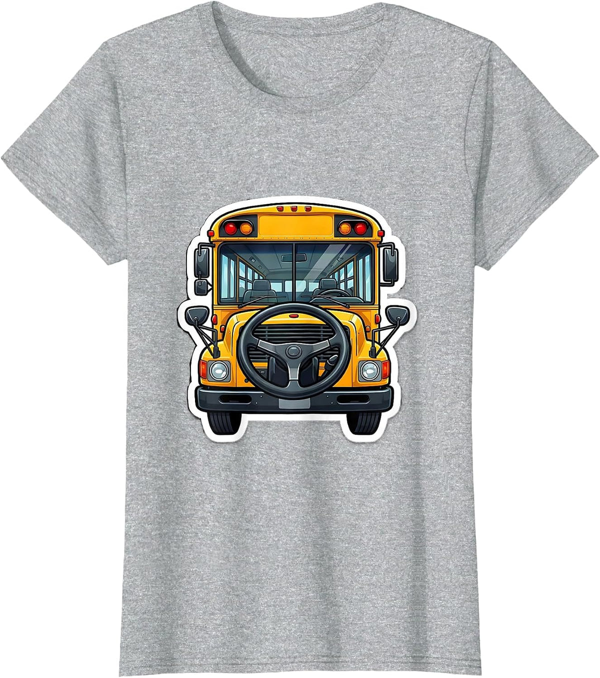 Women's School Bus Dashboard Sticker Funny Driver Humor T-Shirt - Heather Grey